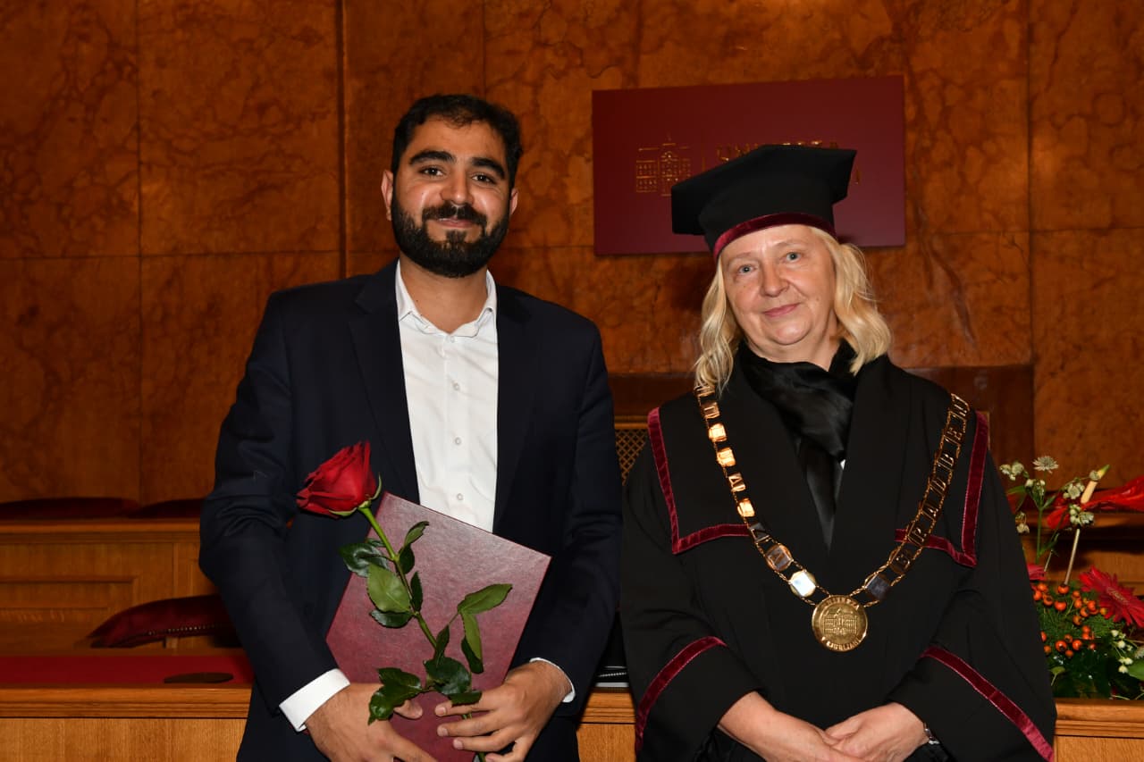 Graduation day with the Rector of the University of Ljubljana